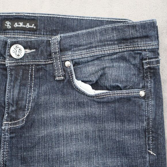 See Thru Soul Pants Womens 29 Blue Denim Flat Front Mid Rise Skinny Jeans - Picture 12 of 16